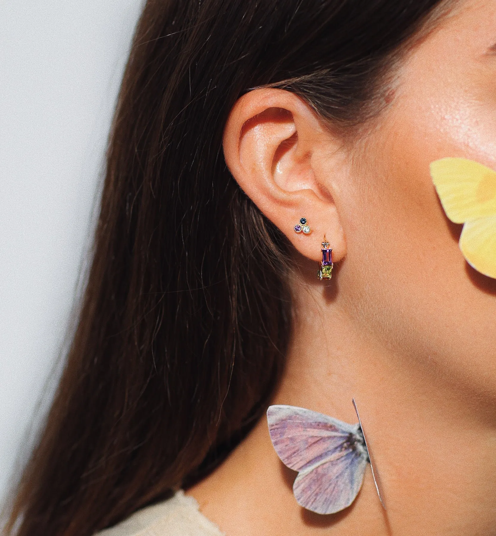 Single Kaleidoscope Trio Ring Earring 14K