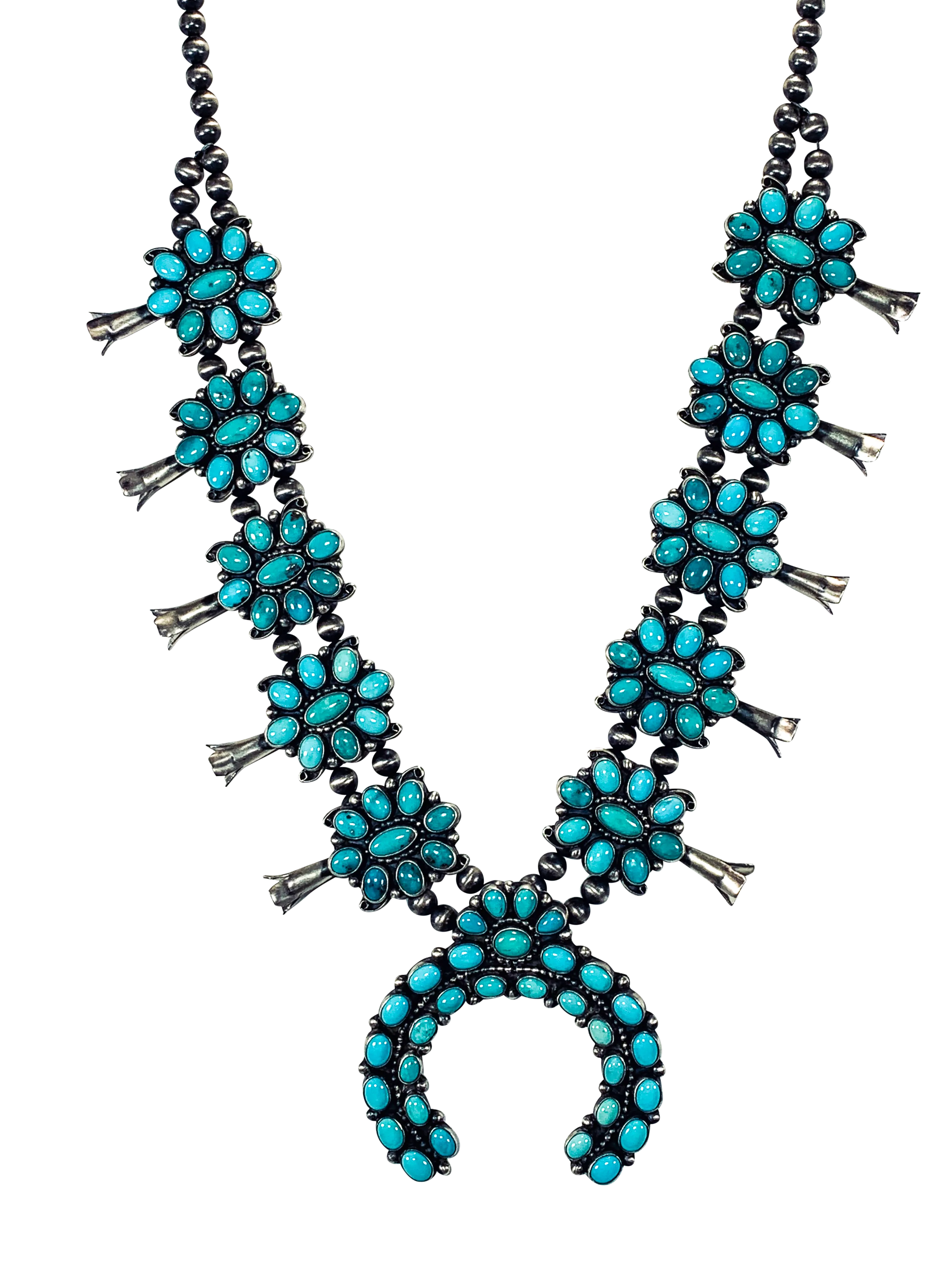 Sleeping Beauty Turquoise Squash Blossom Necklace | Pete Johnson