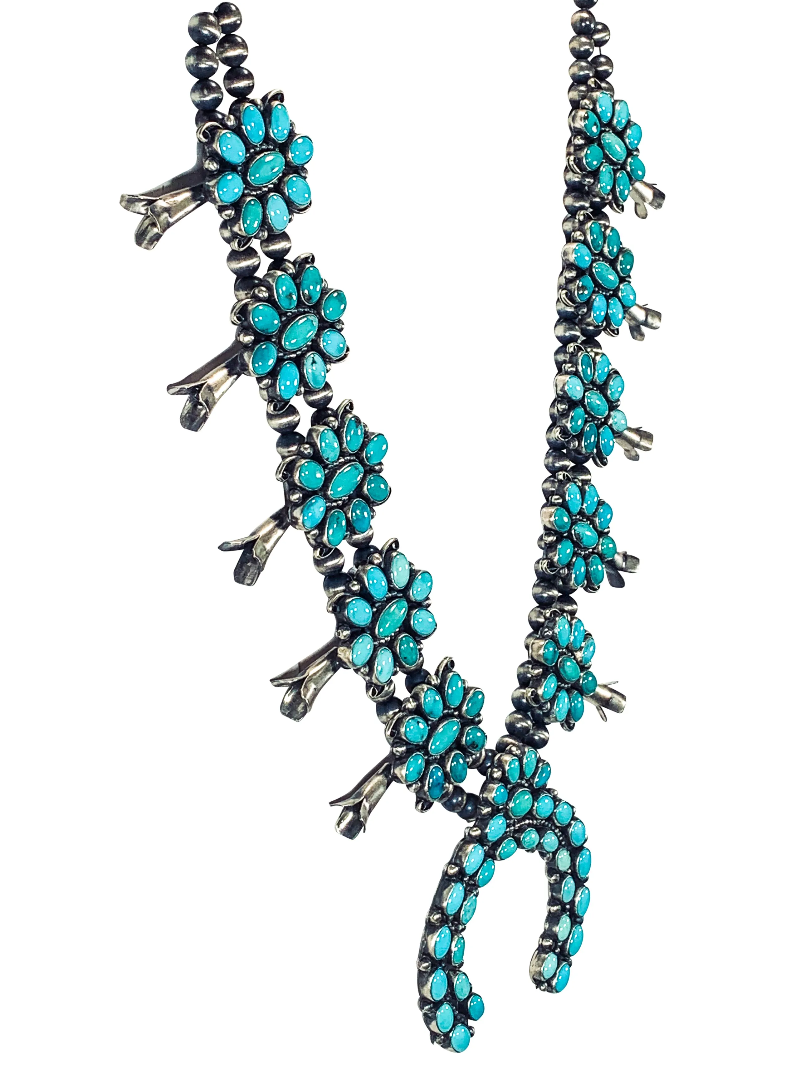Sleeping Beauty Turquoise Squash Blossom Necklace | Pete Johnson