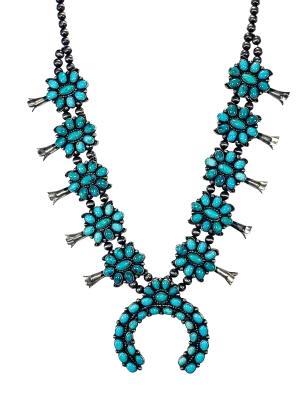 Sleeping Beauty Turquoise Squash Blossom Necklace | Pete Johnson