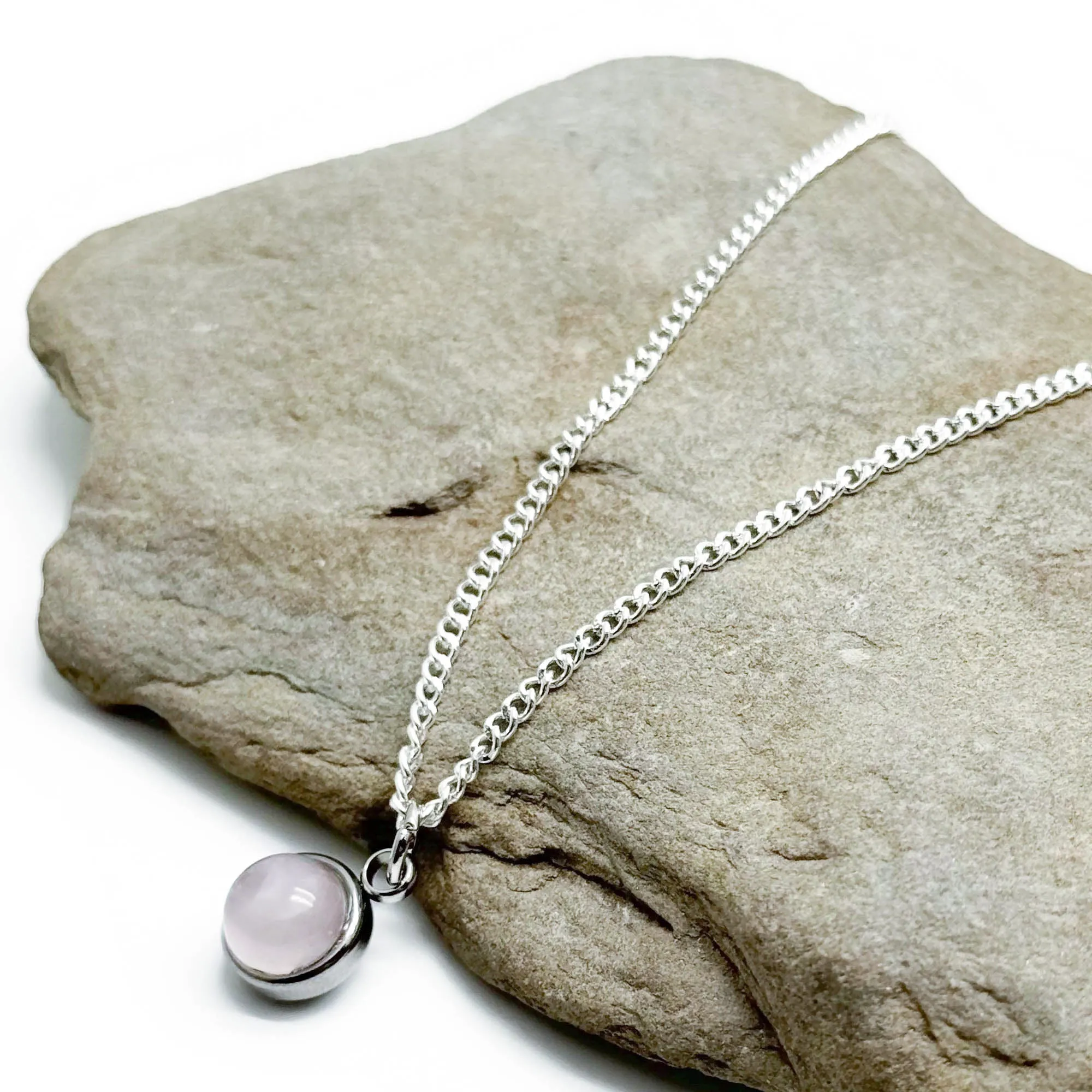 Small Rose Quartz Pendant Necklace