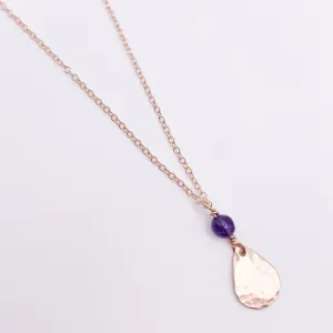 Small teardrop with faceted amethyst necklace