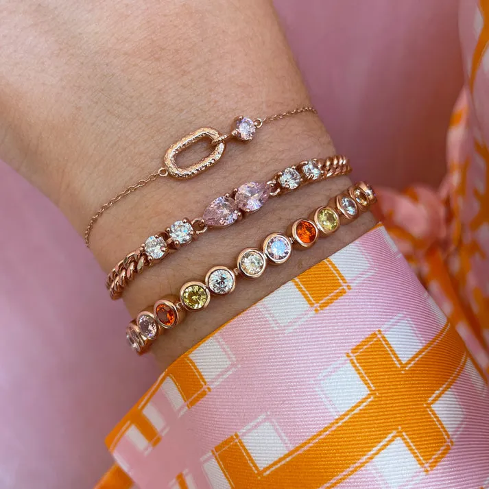 Sofia Teardrop Curb Chain Bracelet - Rose Gold/Pink - AS22TRB05