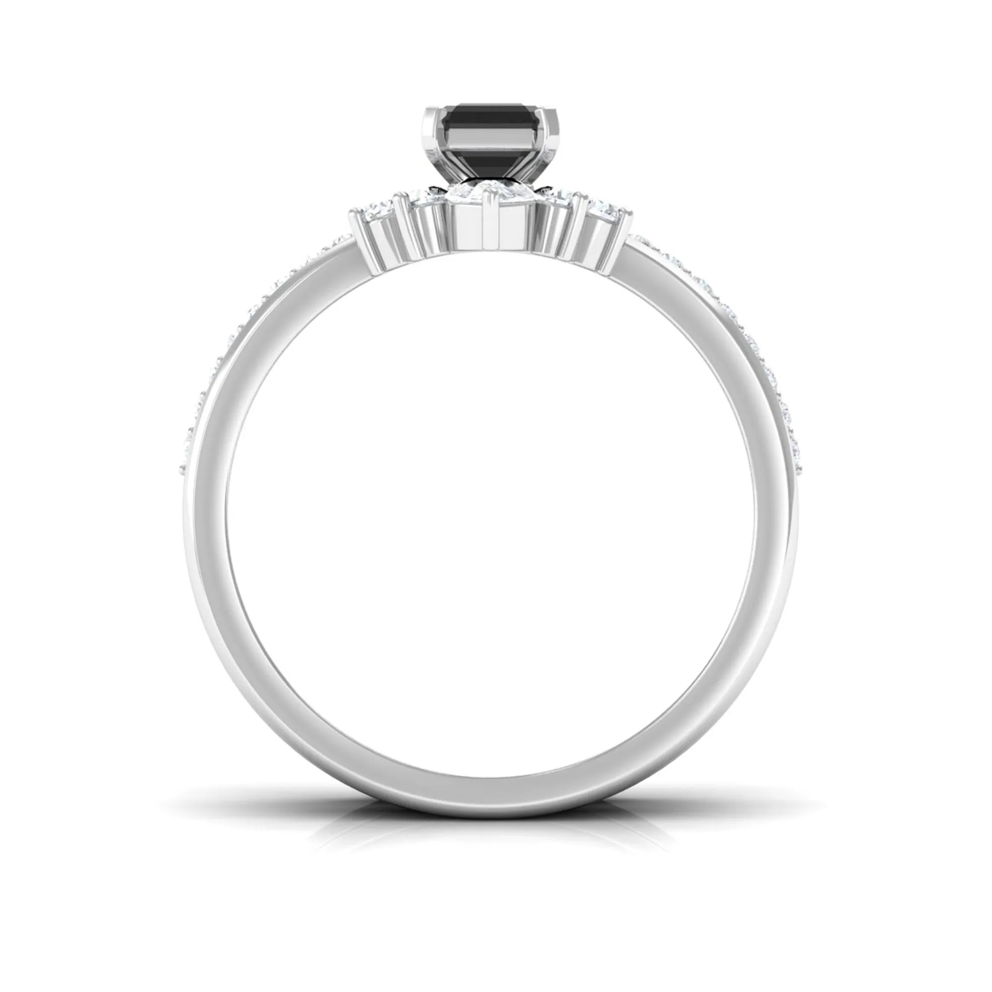 Solitaire Black Onyx and Moissanite Three Ring Set