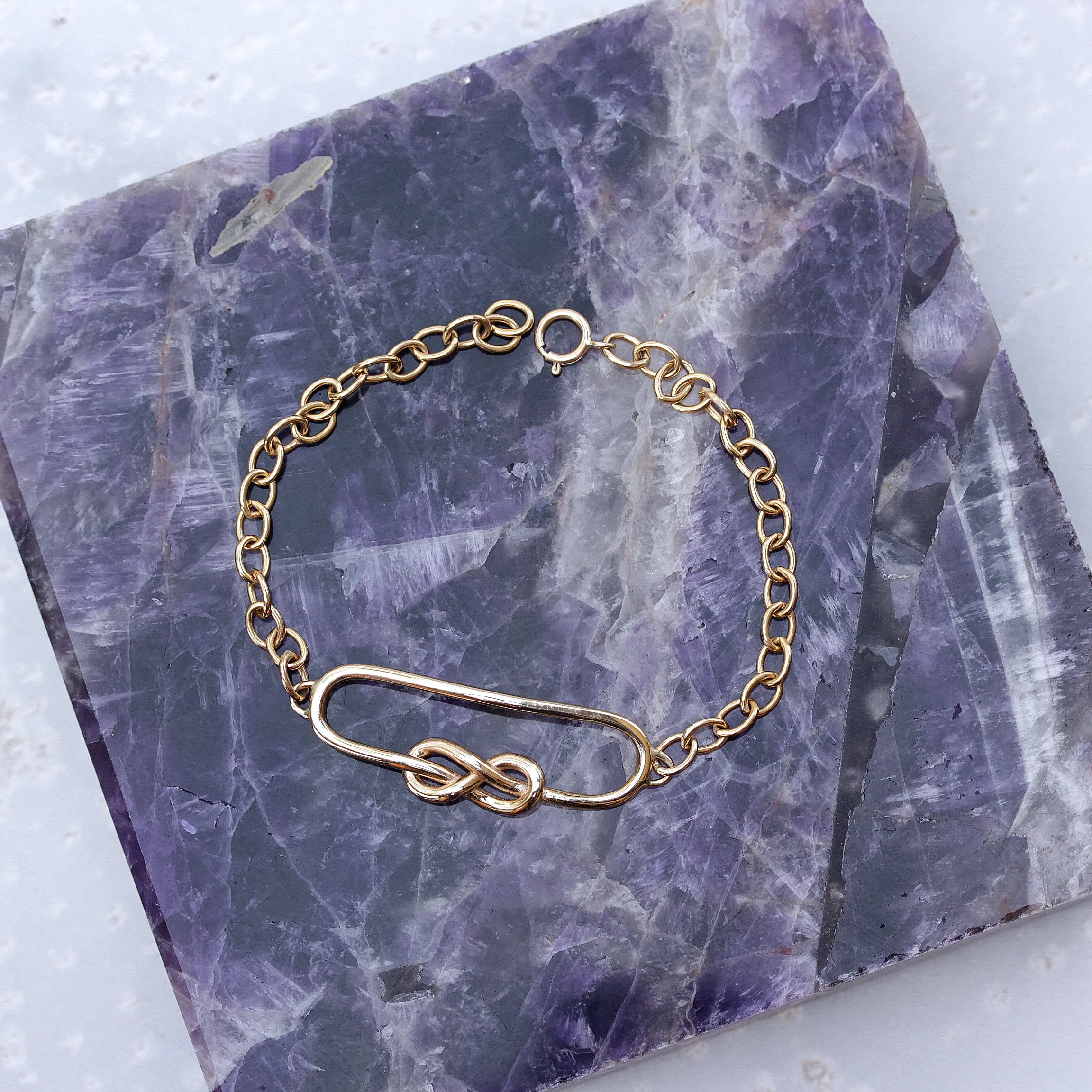 Squircle Infinity Knot gold bracelet