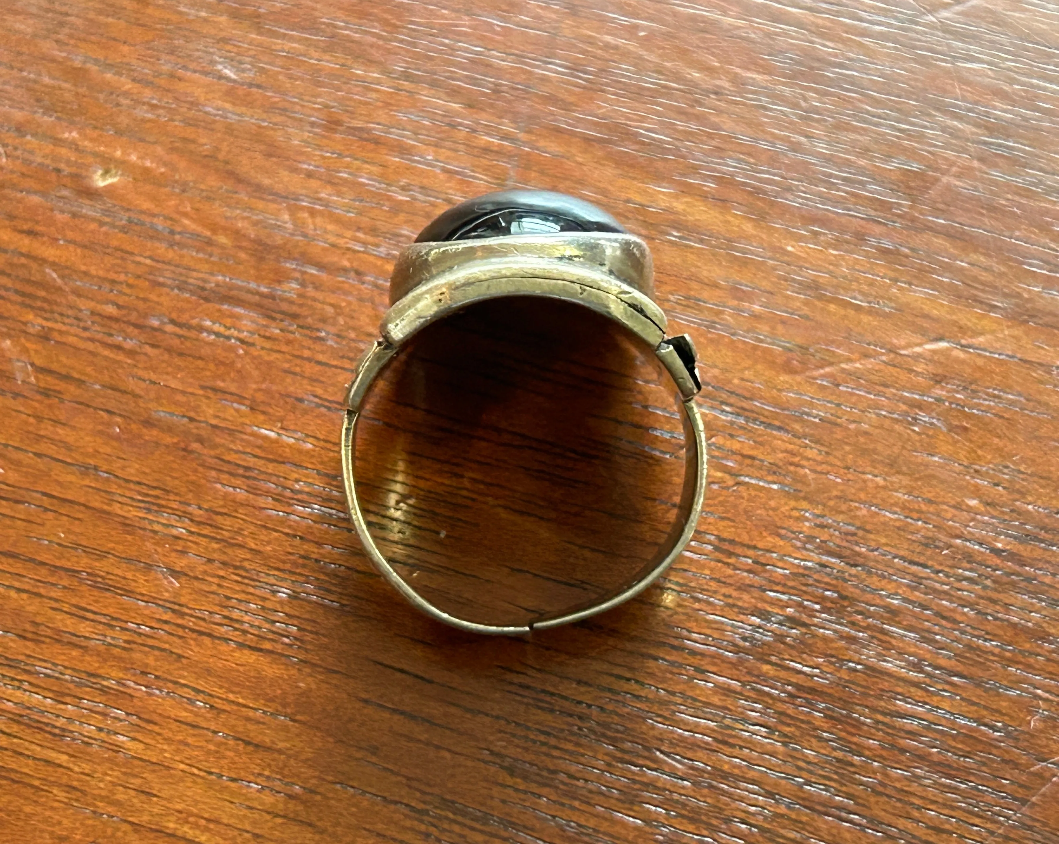 Sterling Silver 925 Large Onyx Cabochon Ring Sz 8