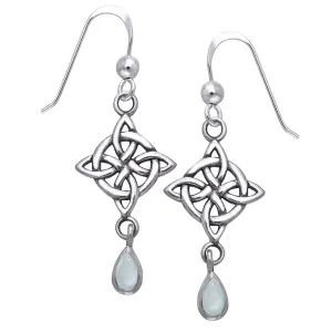 Sterling Silver Celtic Knot Rainbow Moonstone Earrings