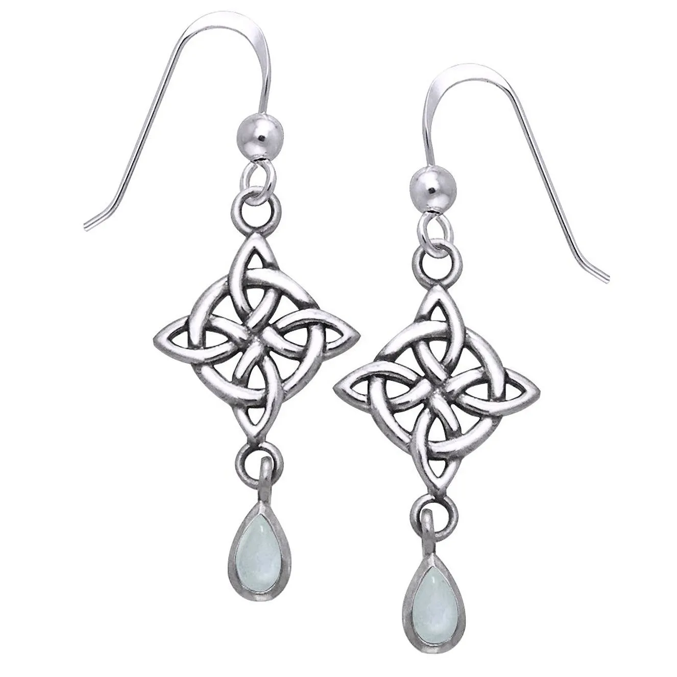 Sterling Silver Celtic Knot Rainbow Moonstone Earrings