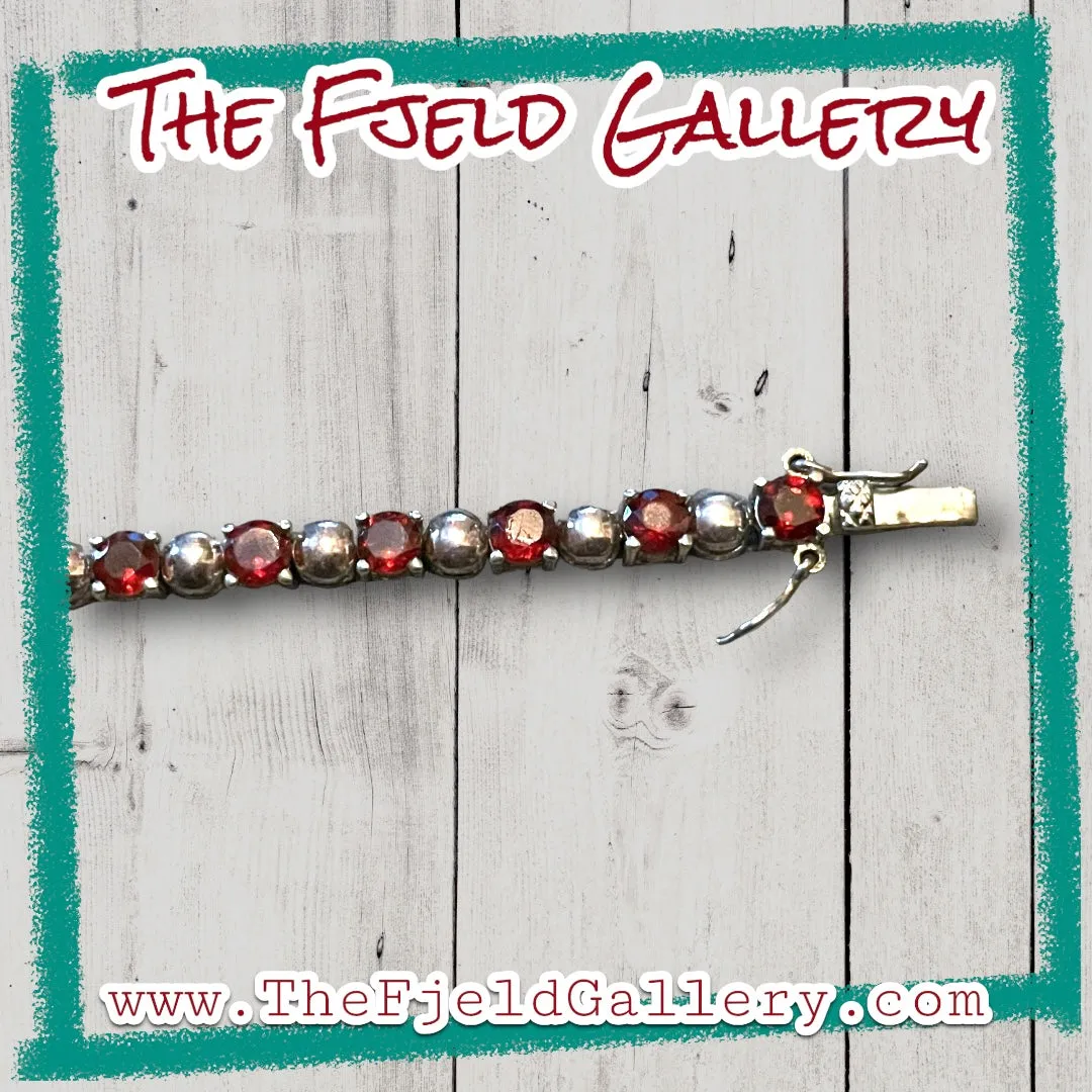 Sterling Silver Garnet Tennis Bracelet