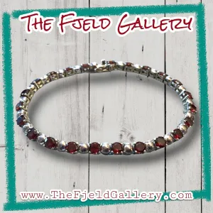 Sterling Silver Garnet Tennis Bracelet