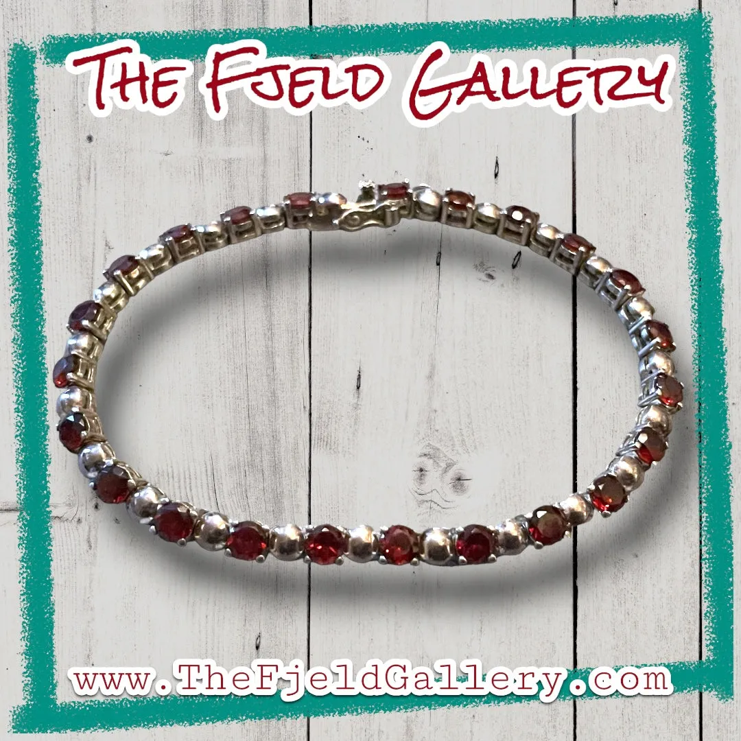 Sterling Silver Garnet Tennis Bracelet