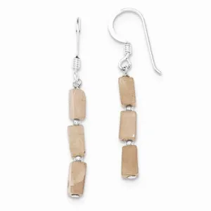 Sterling Silver Light Orange Moonstone Earrings