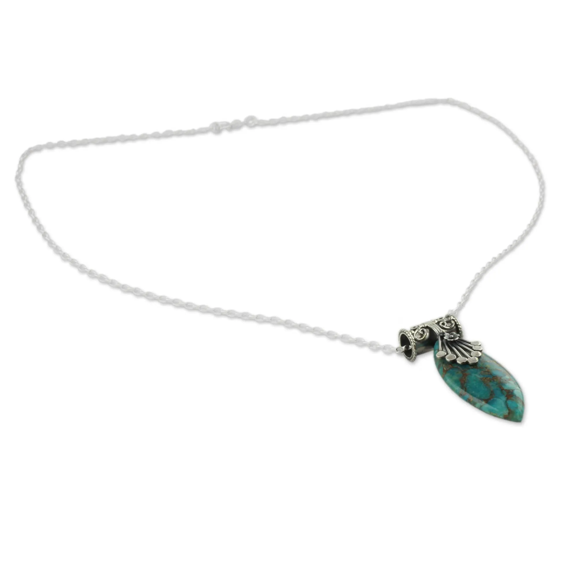 Sterling Silver Necklace with Turquoise Color Gem - Jaipur Legacy | NOVICA