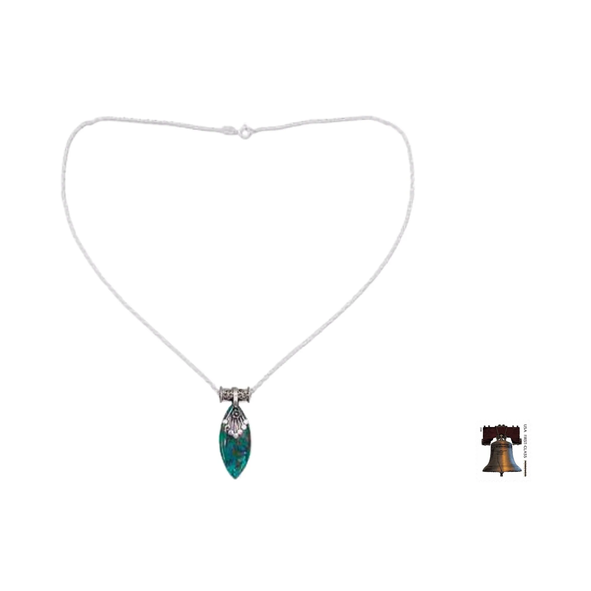 Sterling Silver Necklace with Turquoise Color Gem - Jaipur Legacy | NOVICA