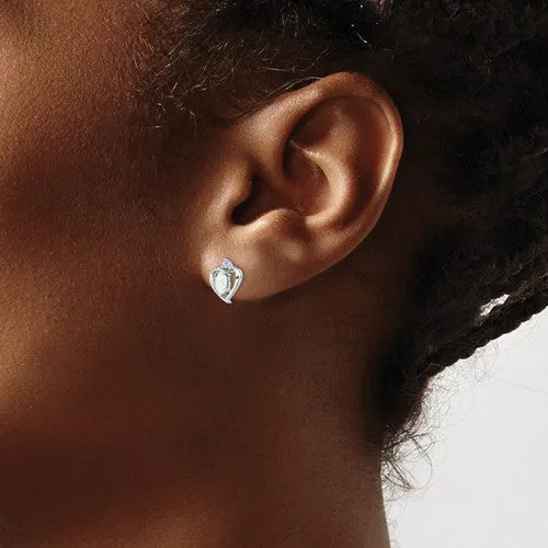 Sterling Silver Oval Gemstone & Diamond Heart Earrings