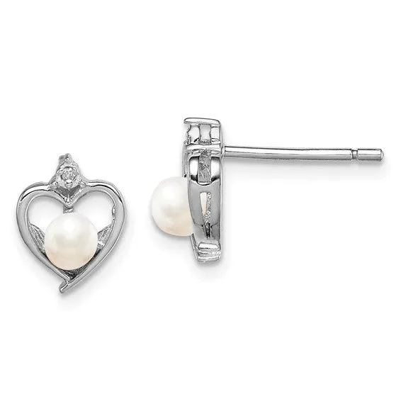Sterling Silver Oval Gemstone & Diamond Heart Earrings