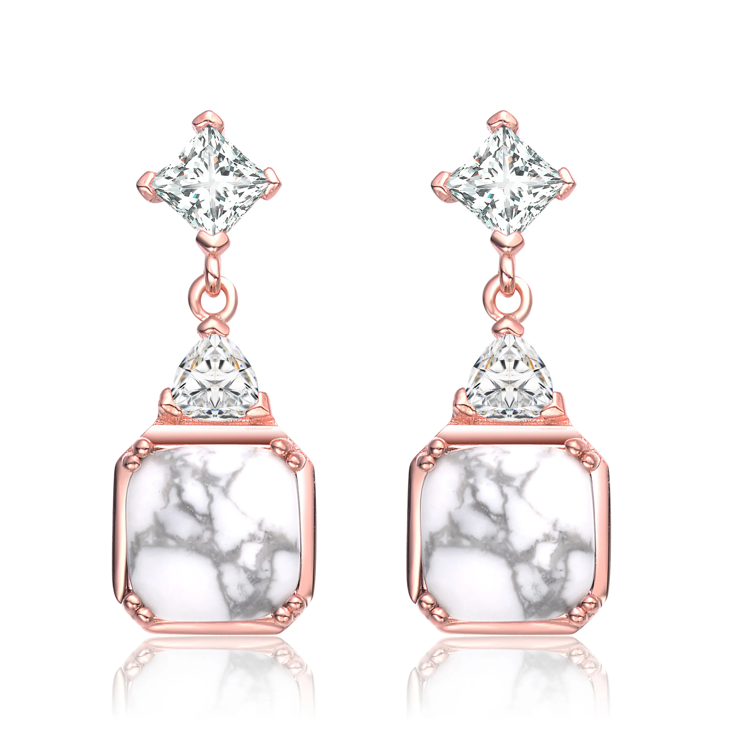 Sterling Silver Rose Gold Plated Drop Earrings
