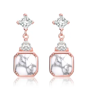 Sterling Silver Rose Gold Plated Drop Earrings