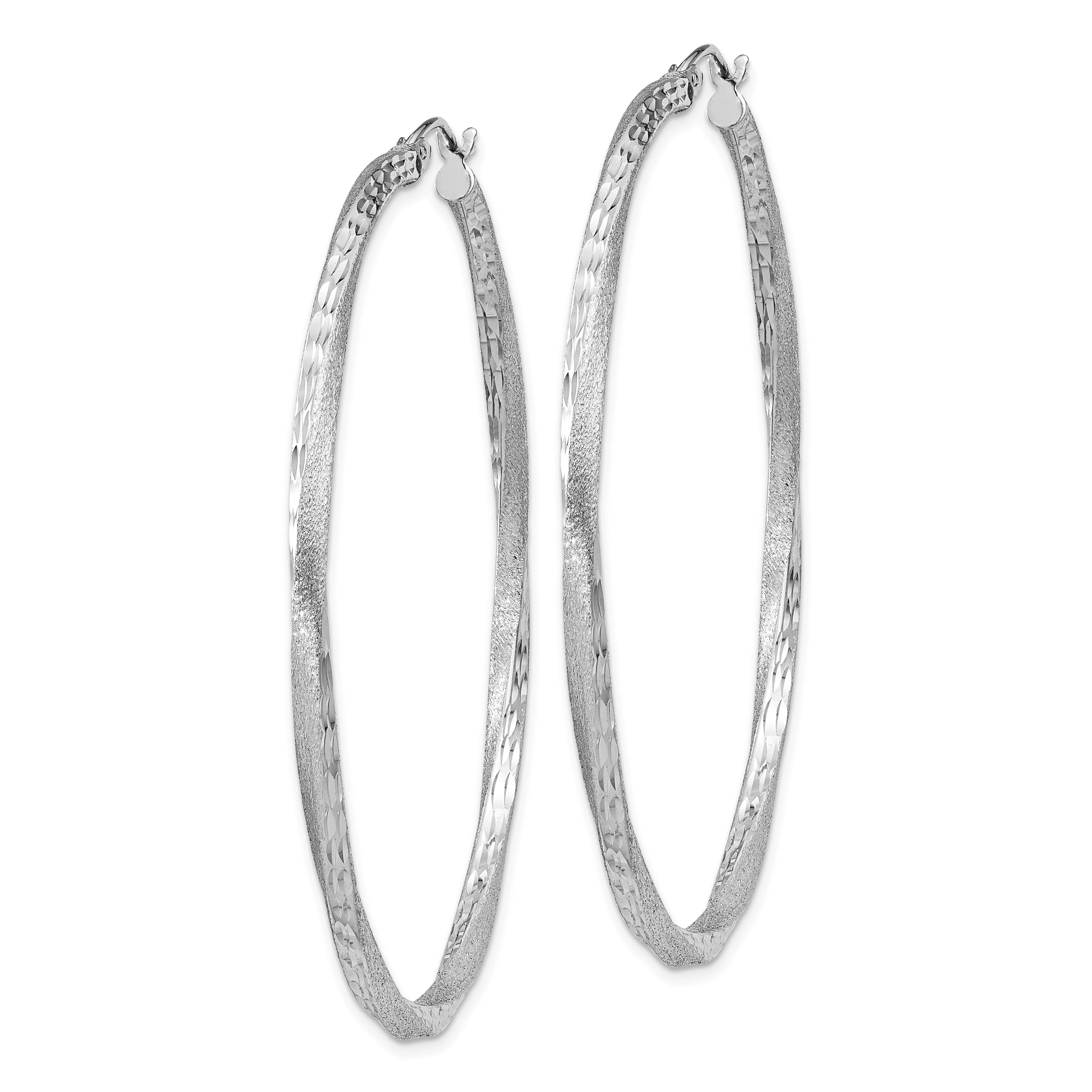 Sterling Silver Satin D.C Twist Hoop Earrings