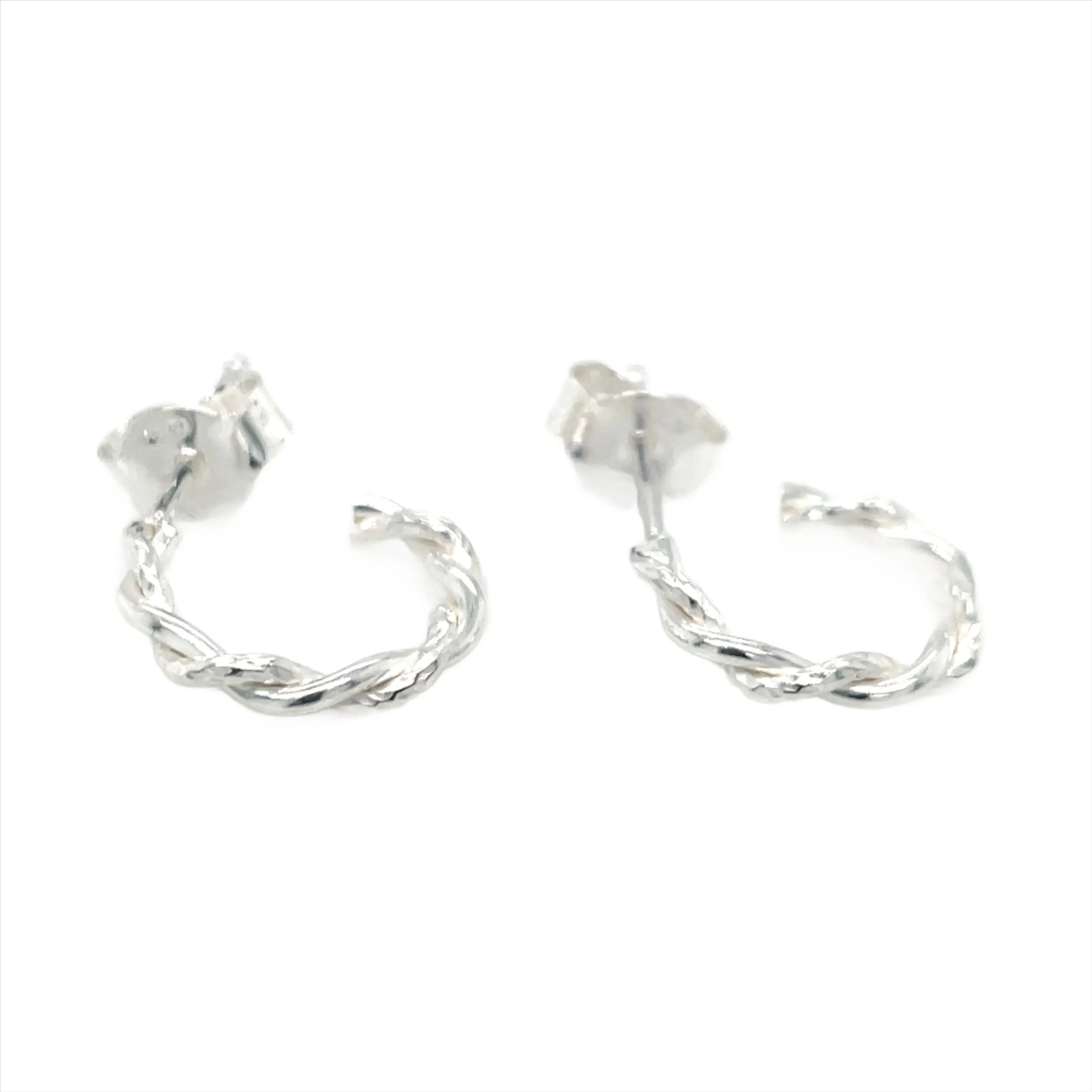 Sterling Silver Twisted Half Hoop Studs