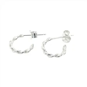 Sterling Silver Twisted Half Hoop Studs