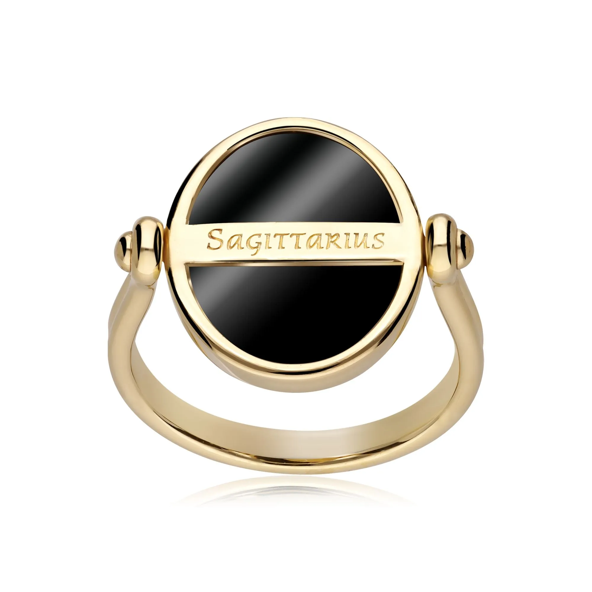 Sternzeichen Schützen Schwarzer Onyx Flip Ring