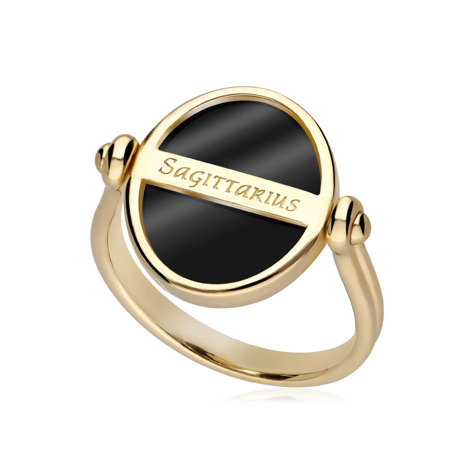 Sternzeichen Schützen Schwarzer Onyx Flip Ring