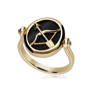 Sternzeichen Schützen Schwarzer Onyx Flip Ring