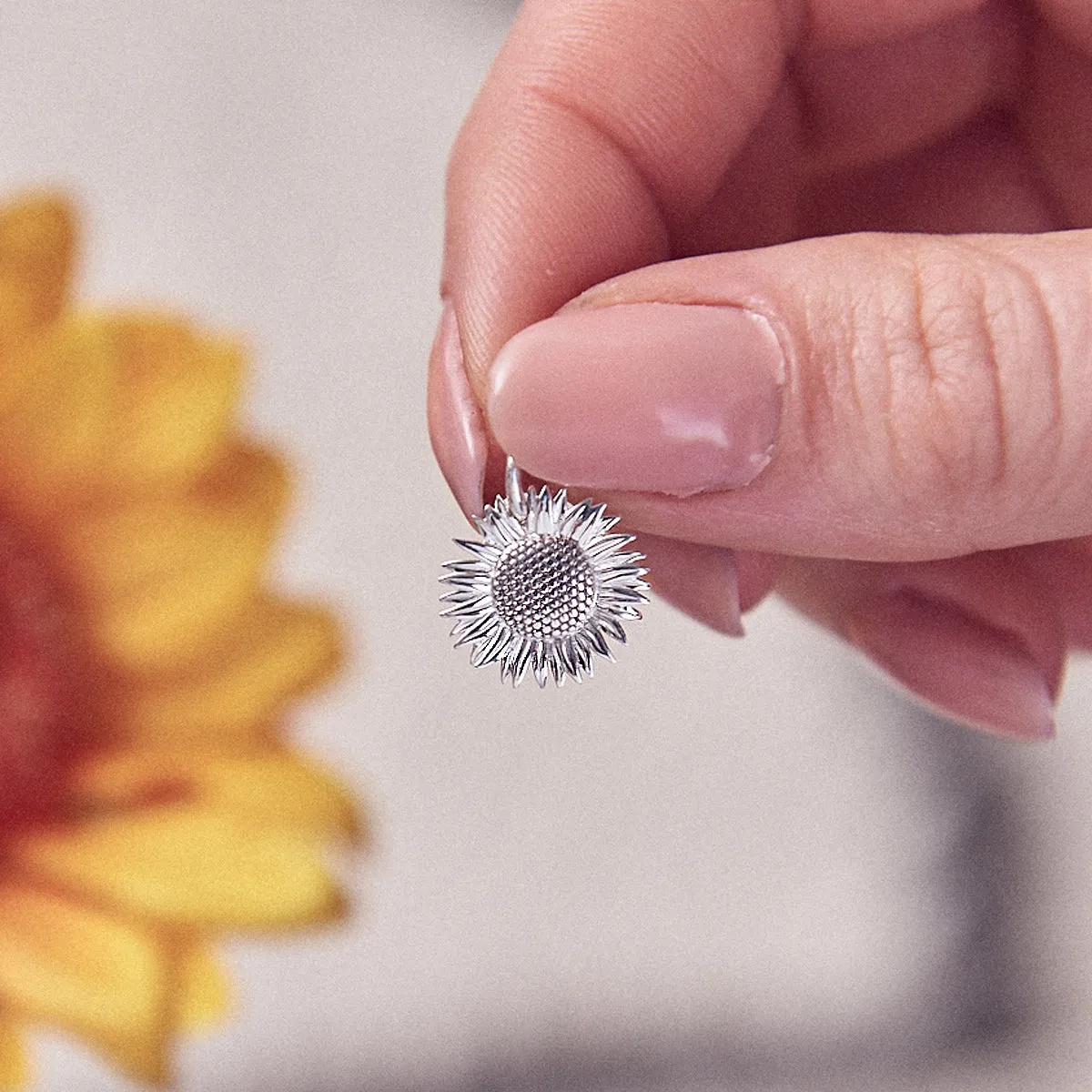 Sunflower Silver Charm