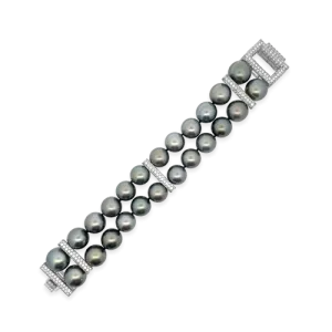 Tahitian Pearl & Diamond Two Row Bracelet