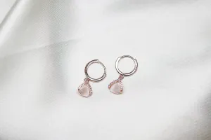 Tiny triangular rose gold hoop earrings