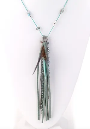Turquoise Tassel Combo Long Necklace