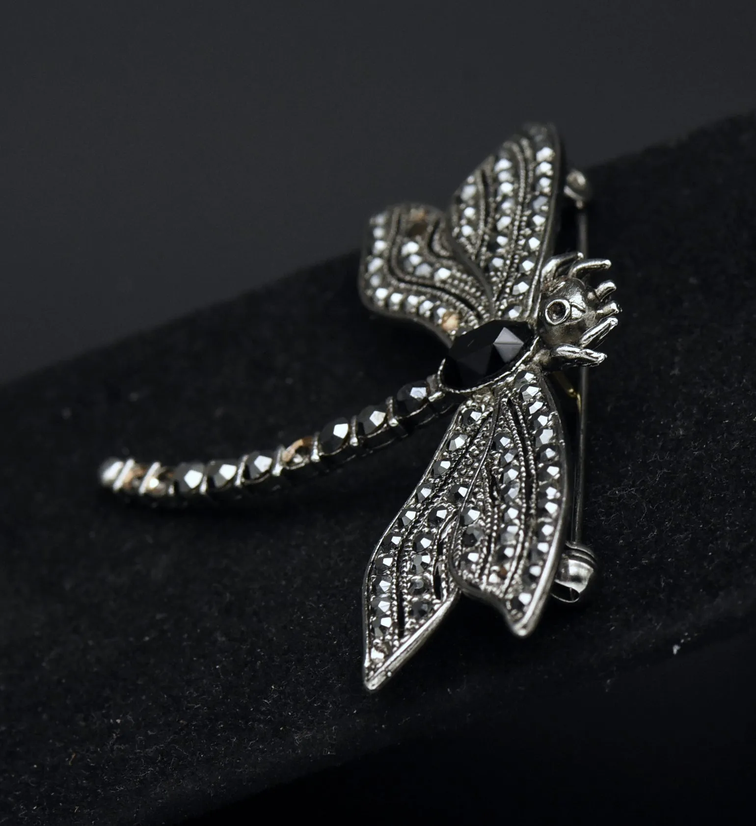 Vintage Dragonfly Silver Tone Metal Brooch
