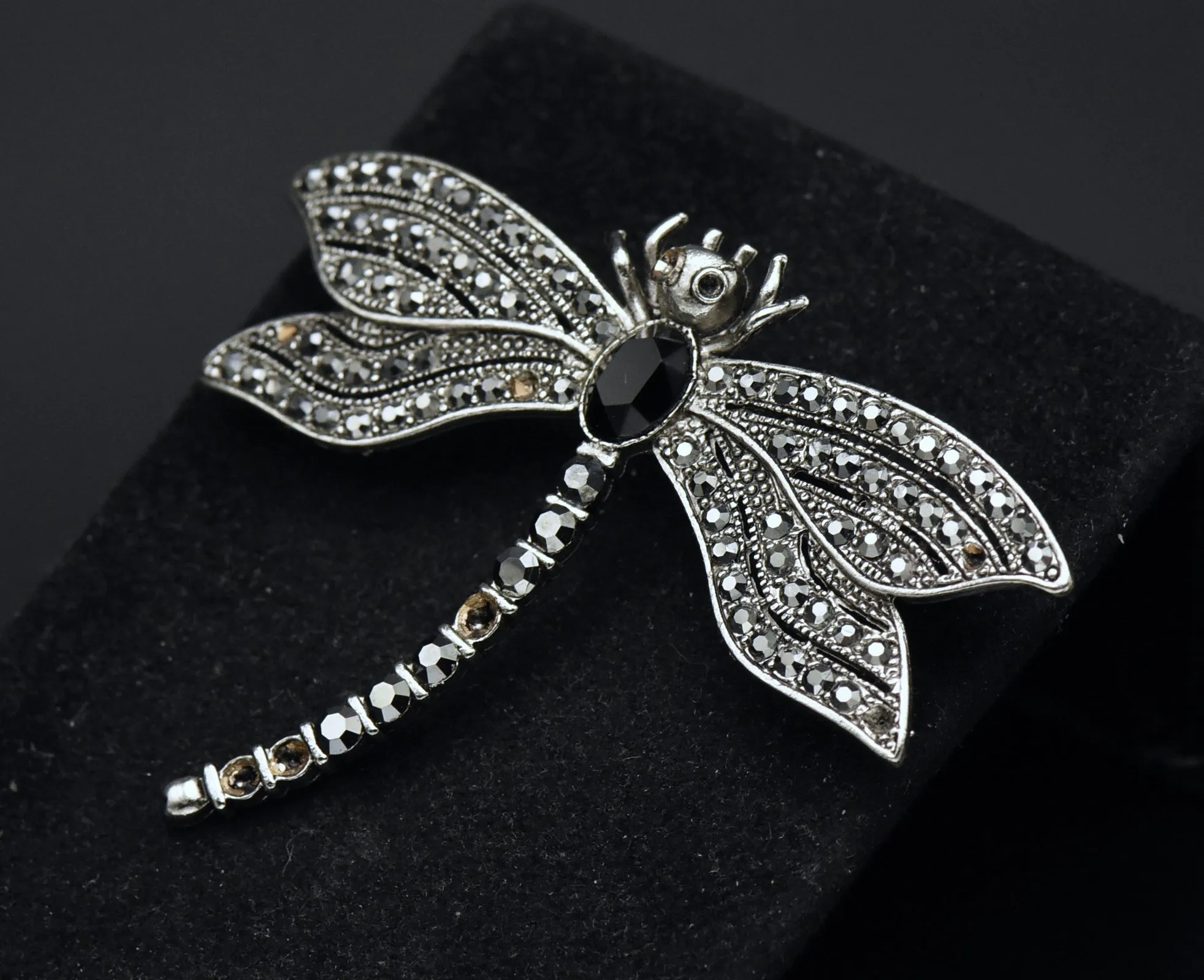 Vintage Dragonfly Silver Tone Metal Brooch