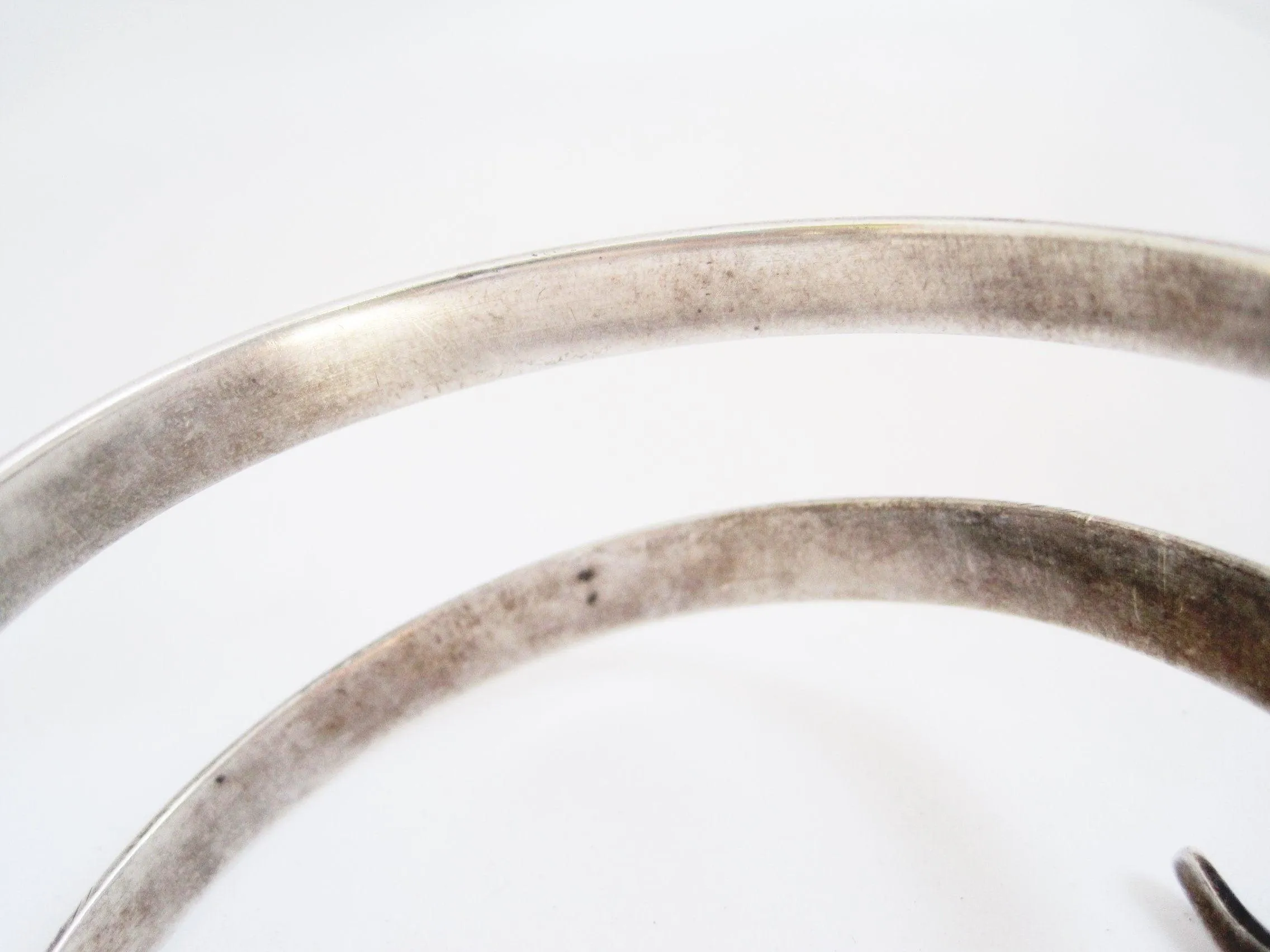 Vintage Middle East Silver and Niello Triple Coil Snake Bracelet