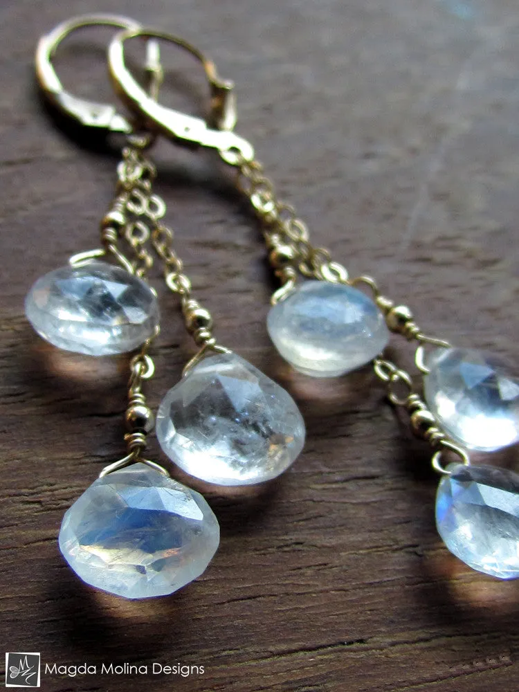 WHOLESALE - The Delicate Gold And Moonstone Dangle Earrings