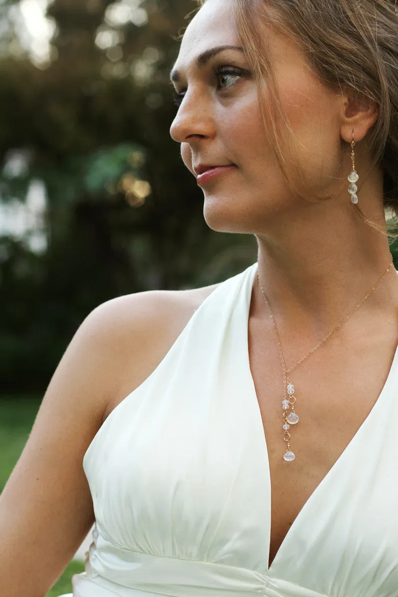 WHOLESALE - The Delicate Gold And Moonstone Dangle Earrings