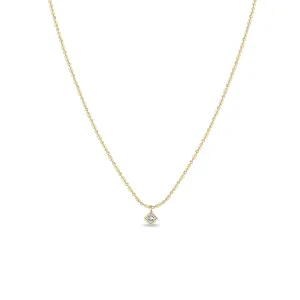 Zoë Chicco 14K Yellow Gold Princess Cut Diamond Pendant Necklace
